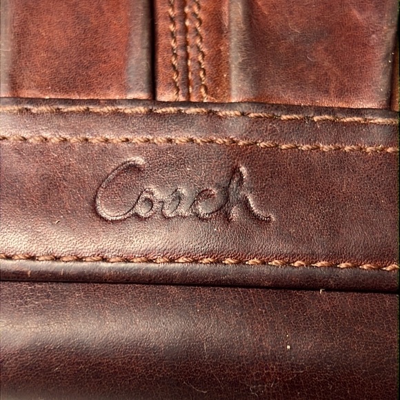 Vintage Coach Tri-fold Ashley brown Pleated Wallet trifold wallet - Picture 2 of 7